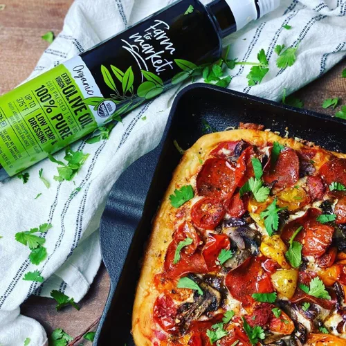 Vista 3 de Farm To Market Aceite de oliva virgen extra 100% puro orgánico y sin OMG, prensado en frío, saludable, sin químicos cargado con antioxidantes