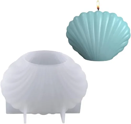 Vista 2 de Surakey Molde de carcasa de silicona, molde de resina de caracola, molde de silicona de concha de mar para velas, molde de jabón, molde de Grande