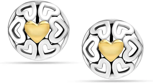 Vista 3 de LeCalla Aretes de plata de ley 925 Omega para mujer, talla mediana y grande