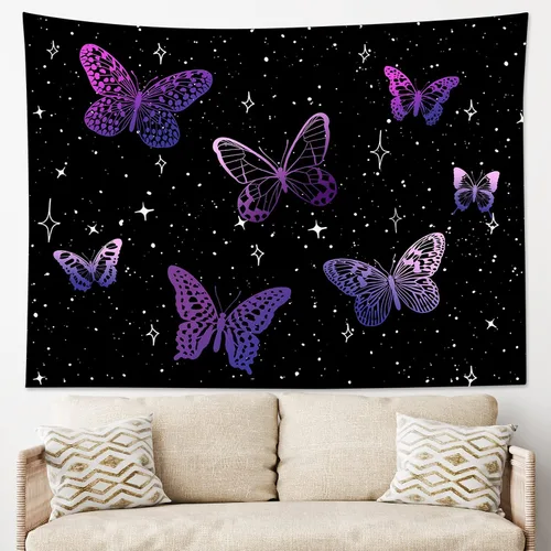 Vista 19 de HVEST Tapiz de lobo, tapiz de bosque psicodélico, tapiz para colgar en la pared, tapices de luna, animales salvajes, decoración de habitación, manta