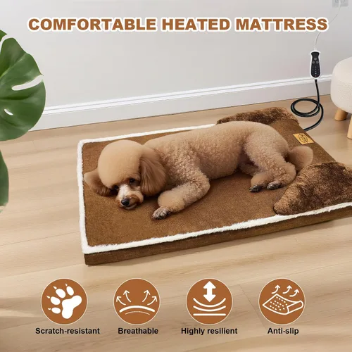 Vista 7 de Cama térmica para mascotas para gatos y cachorros, camas para perros de 20 x 20 pulgadas con cama de espuma viscoelástica, sofá para perro