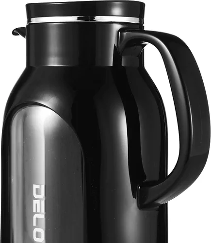 Vista 3 de Delove Jarra de vidrio de 68 oz/2 litros con carcasa a prueba de roturas - Forro de vidrio resistente al calor - Tapa de acero inoxidable - Jarra