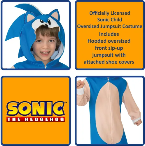 Vista 4 de Rubie's Disfraz infantil de Sonic de gran tamaño, como se muestra, talla S de EE. UU