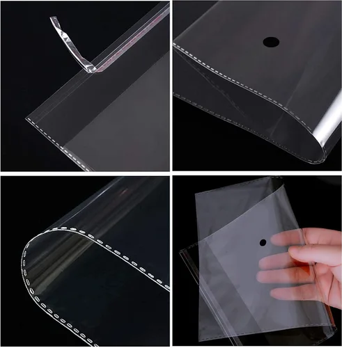 Vista 7 de Bolsas de celofán transparente de 18 x 24 pulgadas, 100 bolsas grandes de celofán autosellables, bolsa de plástico autoadhesiva para embalaje, ropa
