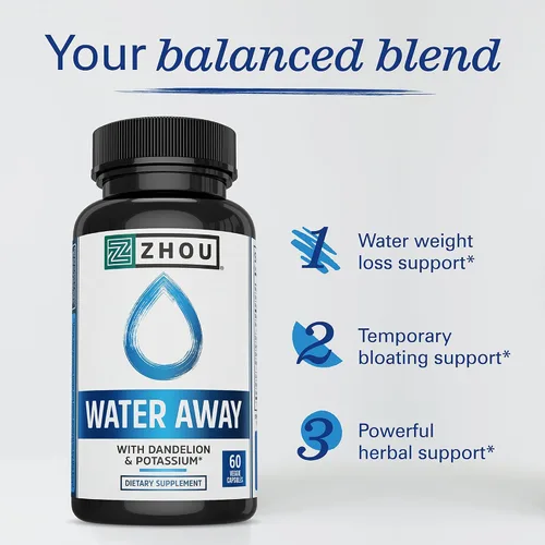 Vista 3 de WATER AWAY Fórmula Herbal para Equilibrio saludable de los fluidos Mezcla herbal de alta calidad con diente de león, potasio, té verde y más, 60