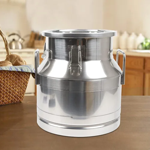 Vista 2 de Lata de leche de acero inoxidable de 12L/3.16 galones, jarra de leche resistente, cubo de leche con tapa, barril de fermentación comercial