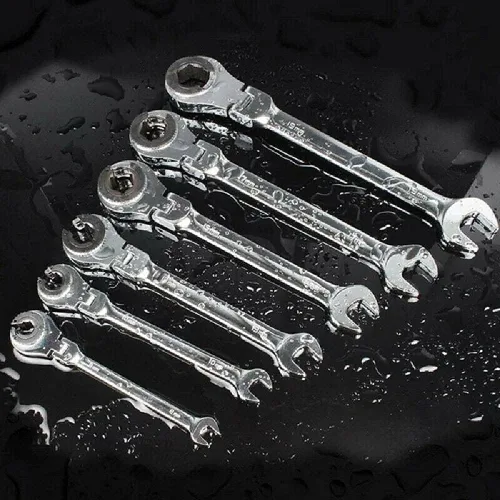 Vista 5 de SagaSave Llave de trinquete de cabeza flexible abierta de extremo abierto llave combinada de trinquete de doble apertura, herramienta de mano, llave