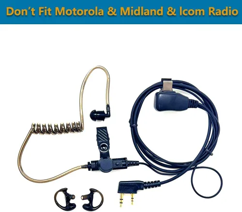 Vista 2 de Auricular con tubo acústico oculto con micrófono para radio Baofeng UV-5R de dos vías, auricular de vigilancia y PTT compatible con walkie talkies