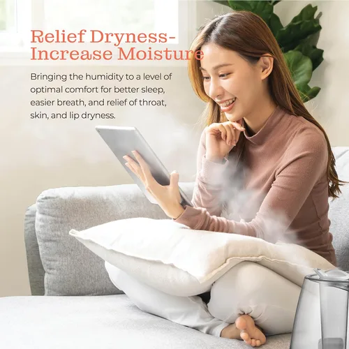 Vista 8 de Humidificadores de Niebla Fría para Dormitorio - Depósito de Agua de 2.2L, para Bebé, Oficina, Vaporizador de Aire Ultrasónico Silencioso, Nivel