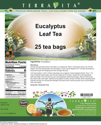 Vista 2 de Té de hoja de eucalipto (25 bolsitas de té, ZIN: 427296)