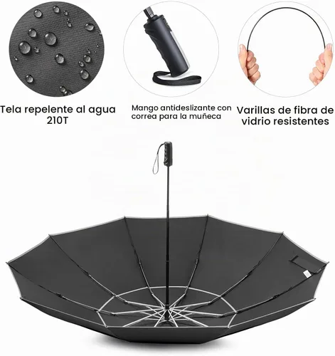Vista 8 de G4Free 54/62 Inch Large Inverted Golf Umbrella Windproof Reflective Stripe Reverse Folding Umbrella, for Rain, Double Canopy, Automatic Open