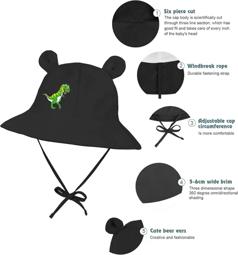 Vista 3 de Zando Sombreros de playa de ala ancha para bebés y niñas, protección solar, sombrero de verano