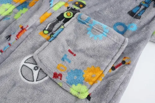 Vista 212 de E.W Apparel Bata de baño de forro polar con capucha para niños, bata suave y mullida para niños pequeños