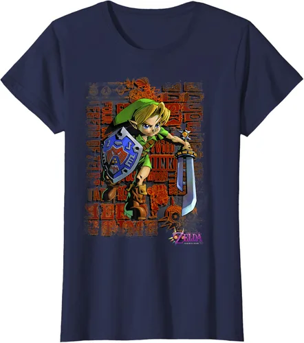Vista 30 de Legend of Zelda Majoras Mask Link Action Retrato Camiseta Negro