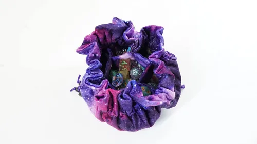 Vista 5 de FanRoll Velvet Compartment Dice Bag with Pockets: Nebula, Role Playing Game Dice Accessories for Dungeons and Dragons
