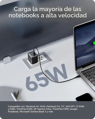Vista 3 de Anker Nano 65W GaN II PPS USB C, cargador plegable compacto rápido
