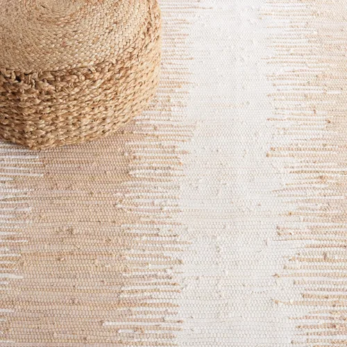 Vista 6 de SAFAVIEH Colección Montauk - Alfombra decorativa, 2 pies 3 pulgadas x 5 pies, color beige con flecos de algodón hecho a mano, ideal para zonas