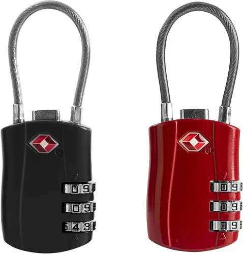 Vista 11 de Cerraduras TSA para equipaje, candado pequeño combinado con cable, candados de equipaje aprobados por la TSA, candado combinado con código