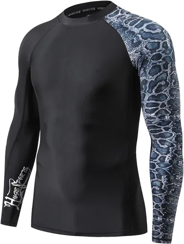 Vista 10 de HUGE SPORTS Camiseta de protección contra erupciones de manga larga para hombre UPF 50+ con protección UV, de secado rápido, con costuras