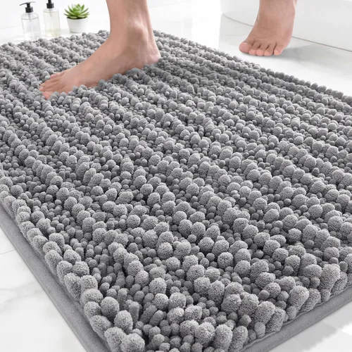 Vista 22 de Yimobra Alfombras de Baño Antideslizantes Lavables - Alfombra de Baño de Chenilla Ultra Suave Absorbente, Alfombra Peluda de Secado Rápido para Negro