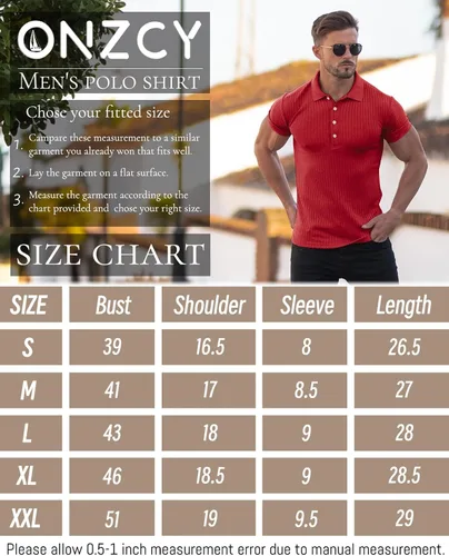 Vista 6 de Camisas polo musculares para hombre, manga corta, ajustadas, camisetas de golf para hombre, camisetas casuales de ajuste seco, camisas de bolos