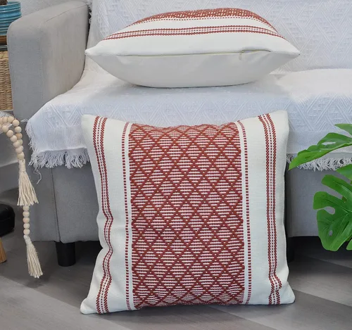 Vista 12 de Funda de almohada tejida de algodón, color verde oliva/blanco roto, 16 x 16 pulgadas (una sola pieza)