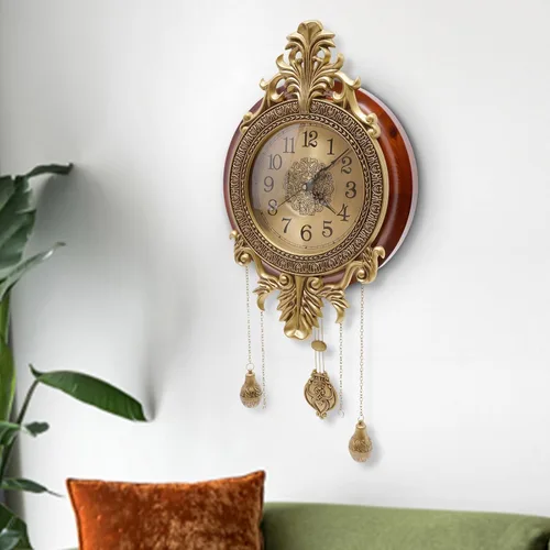 Vista 4 de Reloj de pared de péndulo, relojes de pared vintage, funciona con pilas, reloj antiguo grande, elegante y silencioso de metal de madera