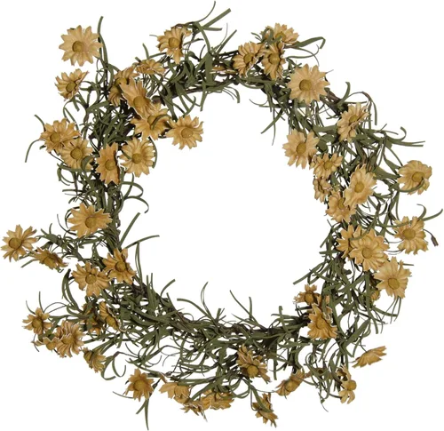 Vista 2 de CWI Gifts Corona de margaritas con manchas de té, 18 pulgadas