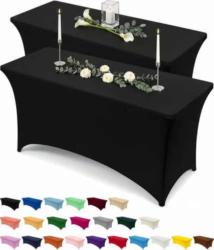 Vista 27 de Utopia Kitchen Mantel rectangular de spándex de 4 pies [1 unidad, negro] 200 GSM elástico, ajustado, lavable y resistente a las arrugas, cubierta