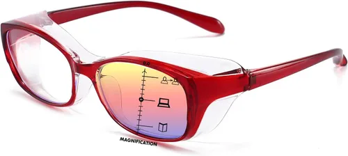 Vista 9 de Dollger Gafas de seguridad con lectores 1.5 2.0 1.0 progresivas multifoco anti niebla y bloqueo de luz azul gafas de lectura