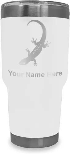Vista 17 de LaserGram 20oz Vacuum Insulated Tumbler Mug, Gecko, Personalized Engraving Included (Black)