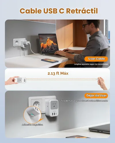 Vista 4 de TESSAN Adaptador de enchufe de viaje europeo 2 unidades, adaptador