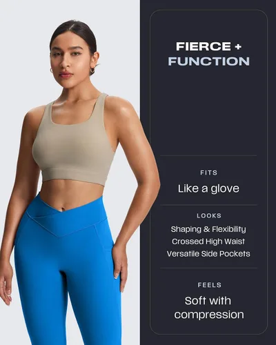Vista 112 de Aoxjox Trinity - Pantalones de yoga de cintura alta con bolsillos para mujer, control de abdomen, cintura cruzada, leggings de entrenamiento suaves