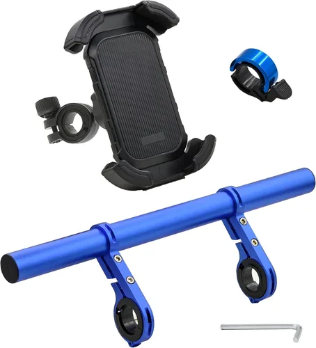 Vista 8 de Extensor de manillar de bicicleta con soporte para teléfono, barra de extensión de aluminio de 11.9", se ajusta a barras de 18–34mm, soporte