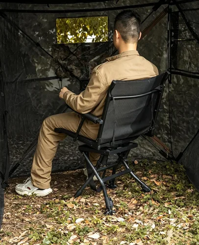 Vista 2 de Trakiom Sillas giratorias de caza para persianas, silla ciega de caza, silla giratoria silenciosa de 360 grados, asiento de caza portátil, altura