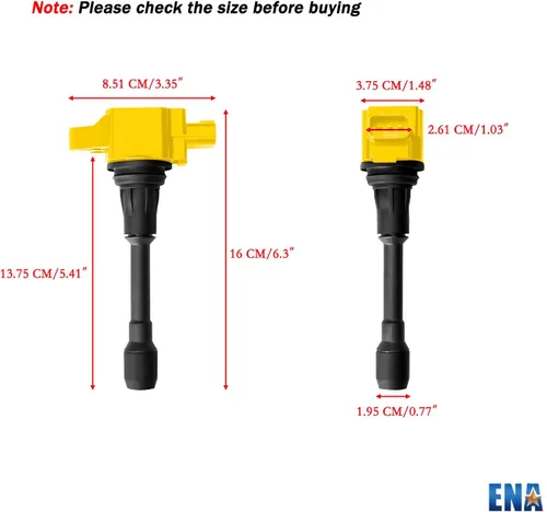 Vista 6 de ENA Juego de 4 bobinas de encendido amarillas 2007 2008 2009 2010 2011 2012 compatibles con Nissan Altima Versa Sentra Cube Rogue Frontier