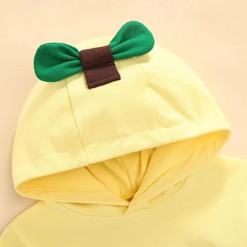 Vista 2 de Ayalinggo Ropa de bebé niña niño niño traje de plátano mameluco amarillo con capucha otoño invierno traje de una pieza