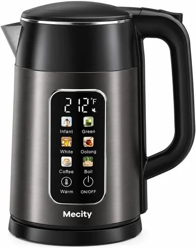 Vista 10 de Mecity Hervidor eléctrico de 1.7L con pantalla táctil de control de temperatura, sin contacto de plástico con agua. 6 programas de temperatura