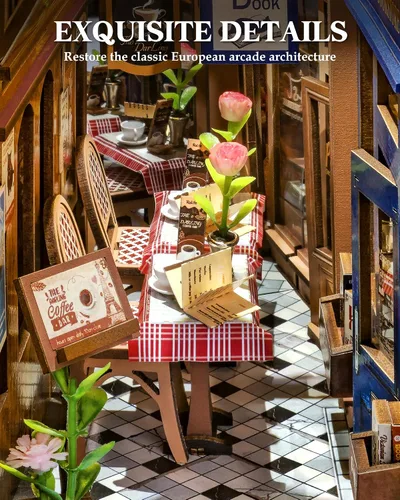 Vista 3 de ROBOTIME - Kits de manualidades para rincón de lectura, casa de muñecas en miniatura, librería con luz LED, rompecabezas de madera 3D para adultos