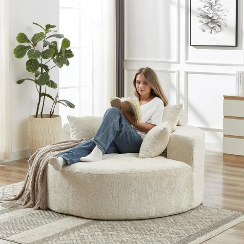 Vista 3 de Sofá sin huesos, sofá de burbujas de gran tamaño, no requiere montaje, tela de felpilla suave, cómodo sofá modular para sala de estar, sofá cama