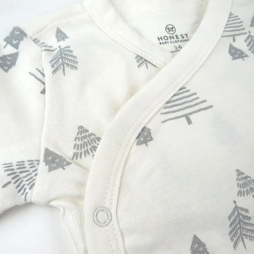 Vista 2 de HonestBaby 3-Piece Organic Cotton Kimono Top, Footed Pant & HeadbandBeanie Set for Infant Baby Boys, Girls, Unisex
