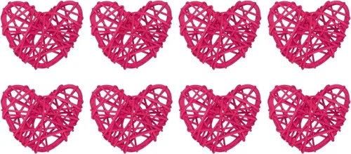 Vista 10 de MECCANIXITY 8 piezas de jarrón de ratán en forma de corazón de ratán natural para decoración del día de San Valentín, decoración del hogar, boda