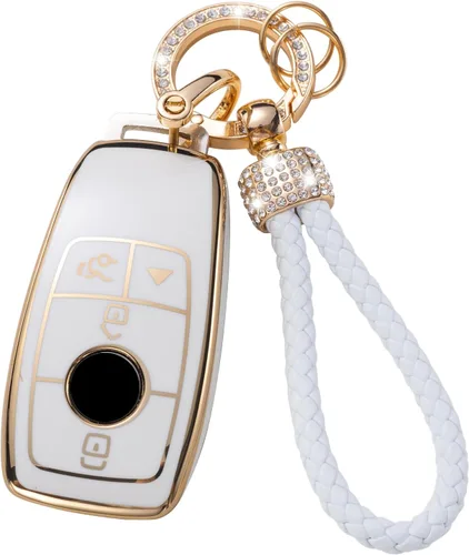 Vista 21 de Gematay Funda para llavero de Mercedes Benz con cordón, funda de TPU suave compatible con Mercedes Benz C E S M CLS CLK G Class Smart Key Holder