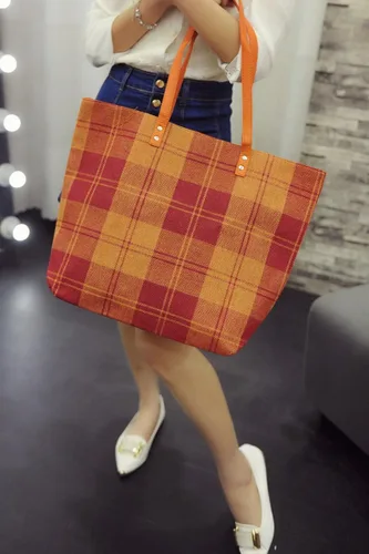 Vista 3 de chezi Mujer Scots cuadros grande bolsa de lona bolsa de la compra