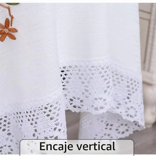 Vista 4 de Mantel de lino con borlas para mesa de centro para sala de estar, encaje rectangular (gris claro, Begonia grandis, 43 x 63 pulgadas)