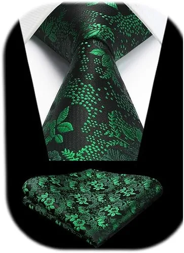 Vista 50 de Corbatas florales tejidas clásicas para hombre, corbata cuadrada de bolsillo, corbatas formales para hombres, boda con pañuelo