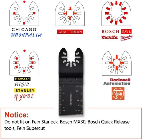 Vista 3 de 40 hojas de sierra oscilantes universales de madera multiherramienta de liberación rápida para cable Porter Black & Decker Rockwell Ridgid Ryobi