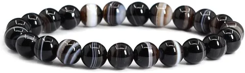 Vista 4 de Justinstones Gem - Pulsera elástica de cuentas redondas de piedras semipreciosas de 8 mm, unisex, de 17.78 cm Turmalina negra de grado A