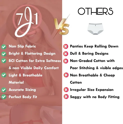 Vista 4 de 7J1 Bragas hipster para mujer paquete de 5 unidades ropa interior de algodón sin costuras con cordones elásticos ropa interior hipster para mujer