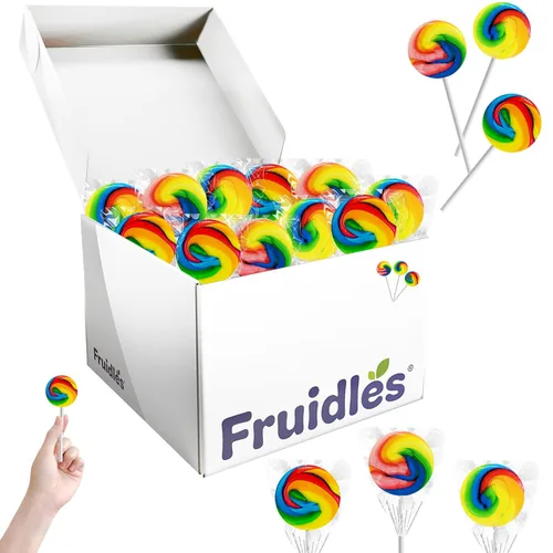 Vista 3 de Paquete de 12 paletas de remolino arcoíris, sabor a fruta mixta, pop envueltas individualmente, 1.5 pulgadas Swirl Pop (paquete de 12)
